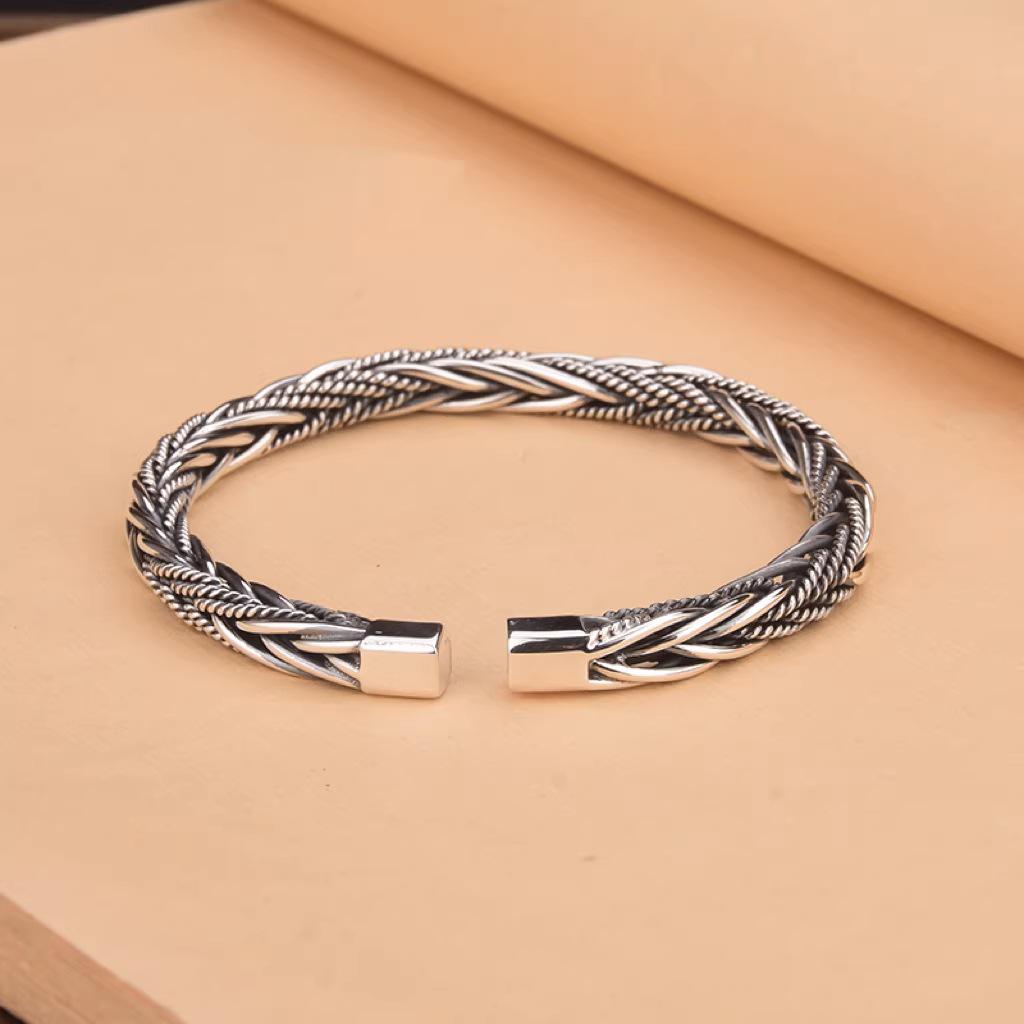 Retro Cable Knit Punk Bracelet: Unisex Hip Hop Hand Jewelry