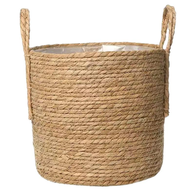 Handwoven Willow Storage Basket With Handles For Indoor Plant Pots And Home Organization