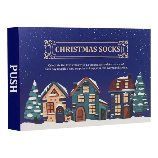 Sock Advent Calendar 2025 24 Days Christmas Countdown Calendar 12 Pairs Holiday Surprise Cotton Sock Gifts for Men Women