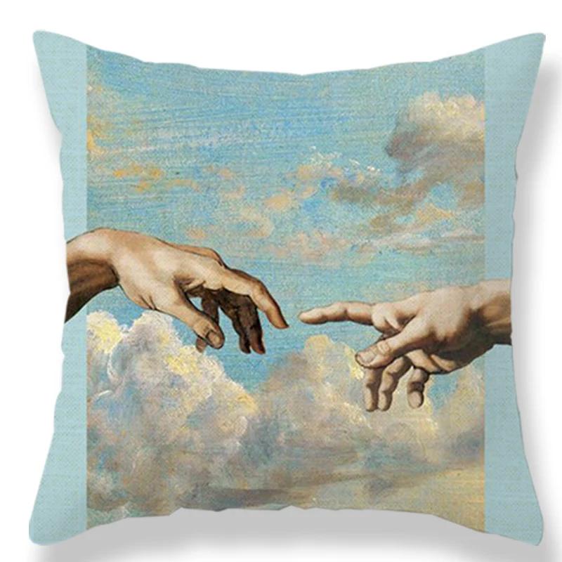 Portrait Oil Painting Cotton Linen Cushion Cover Mona Lisa Pillow Case Decorative For Sofa Car Chair Gift 45x45cm