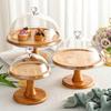 Nordic Wooden Round Dessert Display Tray with Lid