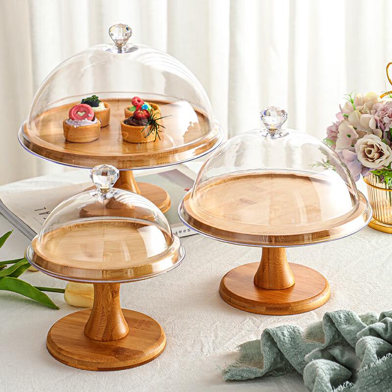 Nordic Wooden Round Dessert Display Tray with Lid