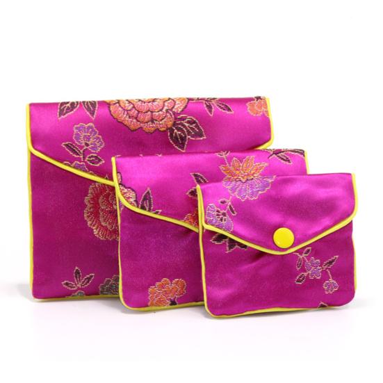 2Pcs Elegant Embroidered Jewelry Pouch Beautiful Bright-colored Fabric Jewelry Organizer for Women