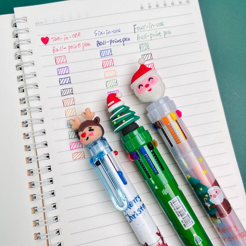 Festive Santa Claus Multi-color Ballpoint Pen for Highlighting and Marking
