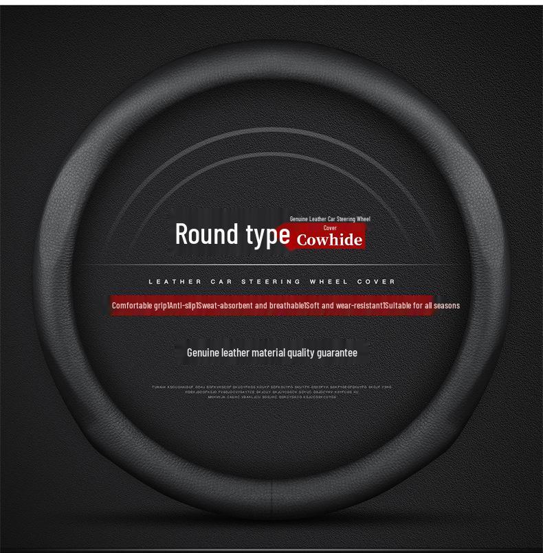 Genuine Leather Steering Wheel Cover for Jaguar XF, F-PACE, XEL, XFL, XJ, XE - All Seasons, Non-Slip.