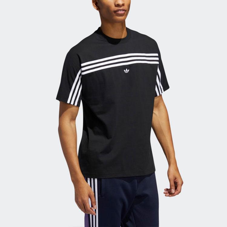 Adidas Originals Trefoil 3-Stripe Tee With Front Logo Embroidery International Edition Men Tops Black FM1535