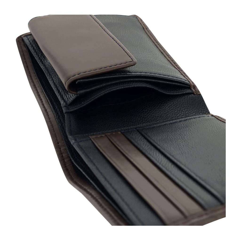 Helena Calm 6483 Bifold Genuine Sheepskin Women's Wallet, Leather, Leather, [01] Black/Khaki