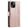 For iPhone 15 Leather Case Rhombus Texture Wallet Stand Phone Cover with Wrist Strap