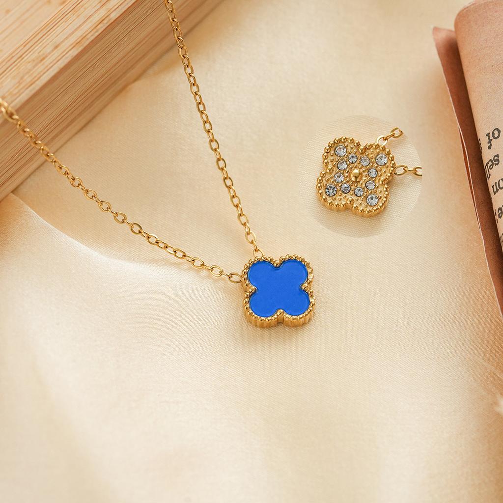 Four-leaf Clover Necklace for Women A Sophisticated Titanium Steel Sweater Chain