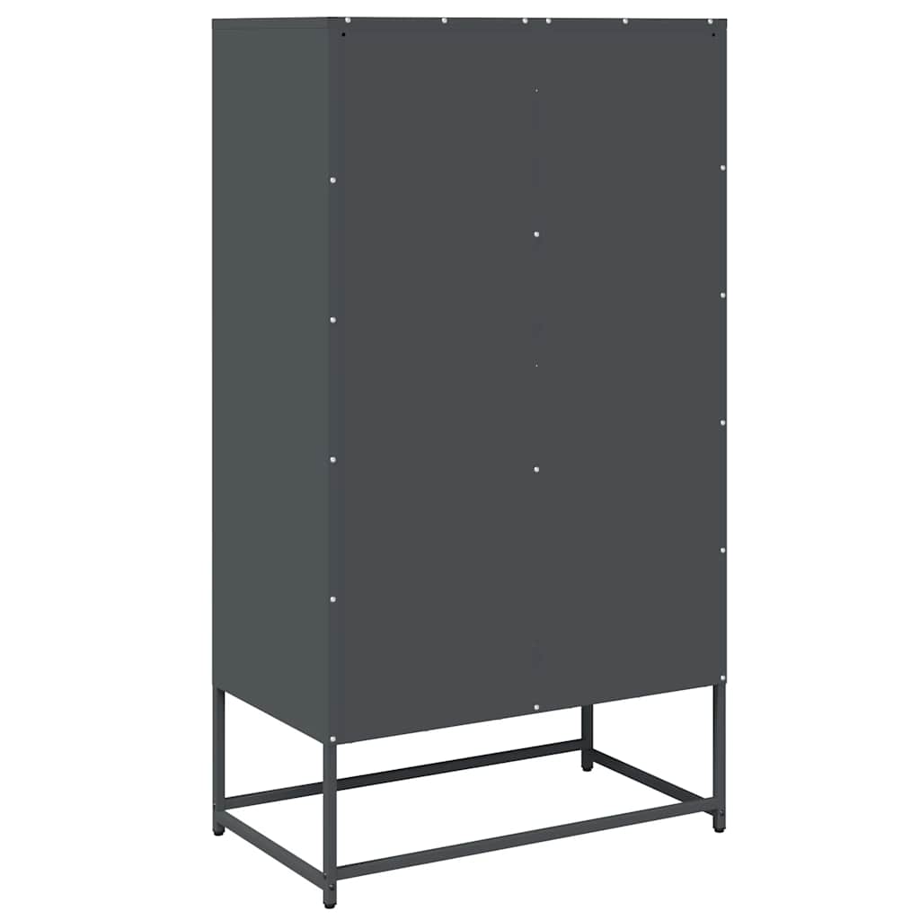 Komoda Wysoka Antracyt 68X39X123 Cm Stal