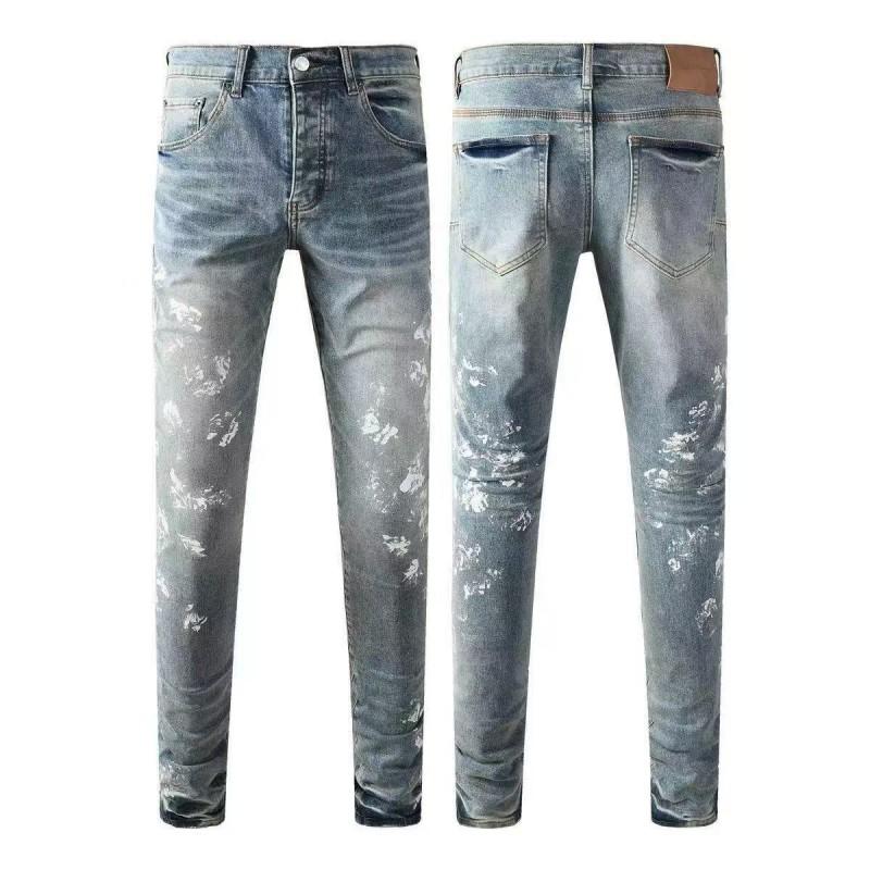 Mens Straight Fit Distressed Patchwork Denim Jeans Vintage Streetwear Style High Waist Ripped Cotton