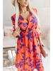 2025 Women's V-Neck Long Sleeve Printed Midi Dress