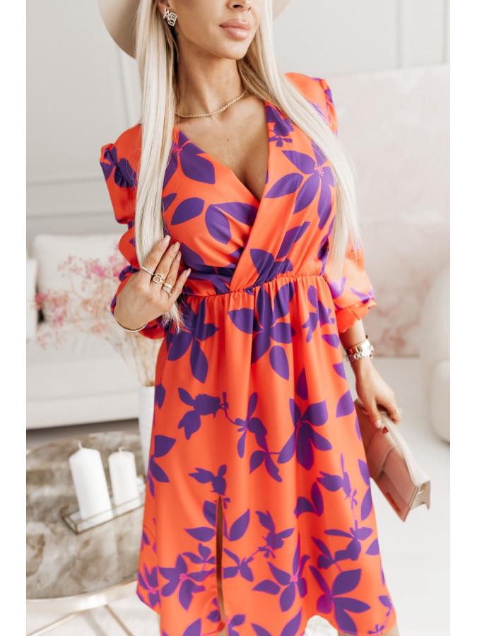 2025 Women's V-Neck Long Sleeve Printed Midi Dress