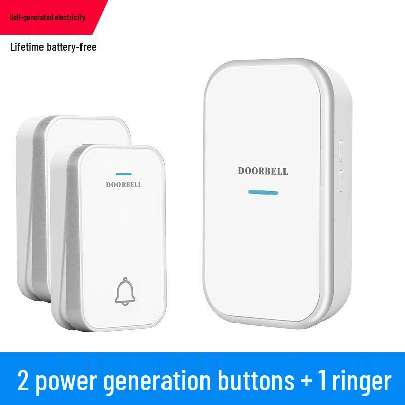 Schwarze kabellose Türklingel mit Fernbedienung, Große Reichweite, Bohrfrei, Eins-zu-Zwei-Heimsystem