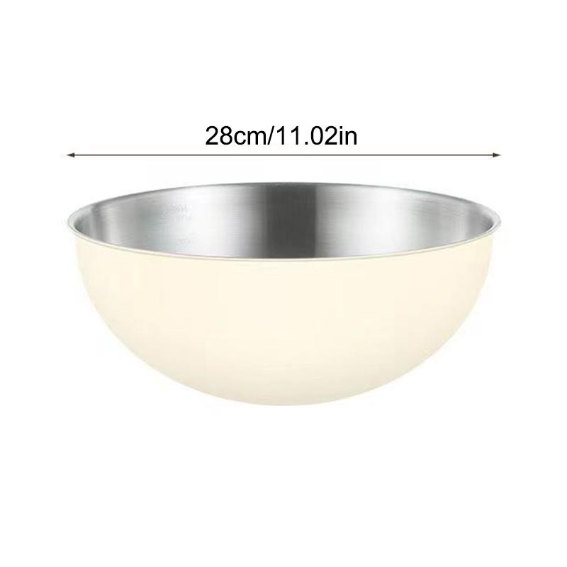 Stainless Steel Mixing Bowls With Measurements, Suitable For Home Use, For Mixing And Kneading, Salads, And Baking Salad Bowl