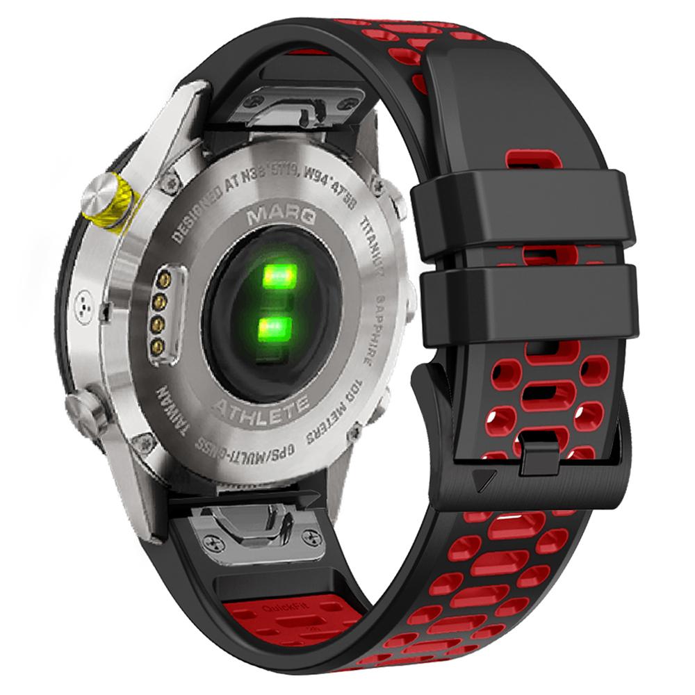 Pro Garmin Fenix 7X/7X Pro/6X Quickfit 26mm řemínek k hodinkám Třířadé otvory Dvoubarevný silikonový pásek