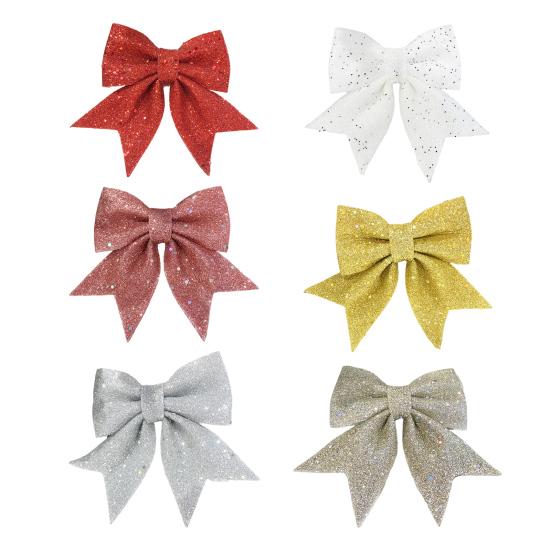 2Pcs Christmas Glitter Bowknot Reusable DIY Xmas Tree Gift Box Wreath