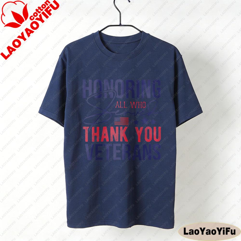 Thank You Veterans Shirt Honoring All Who Served Military Gift Women Shortsleeved Clothes High Quality Cotton Tees