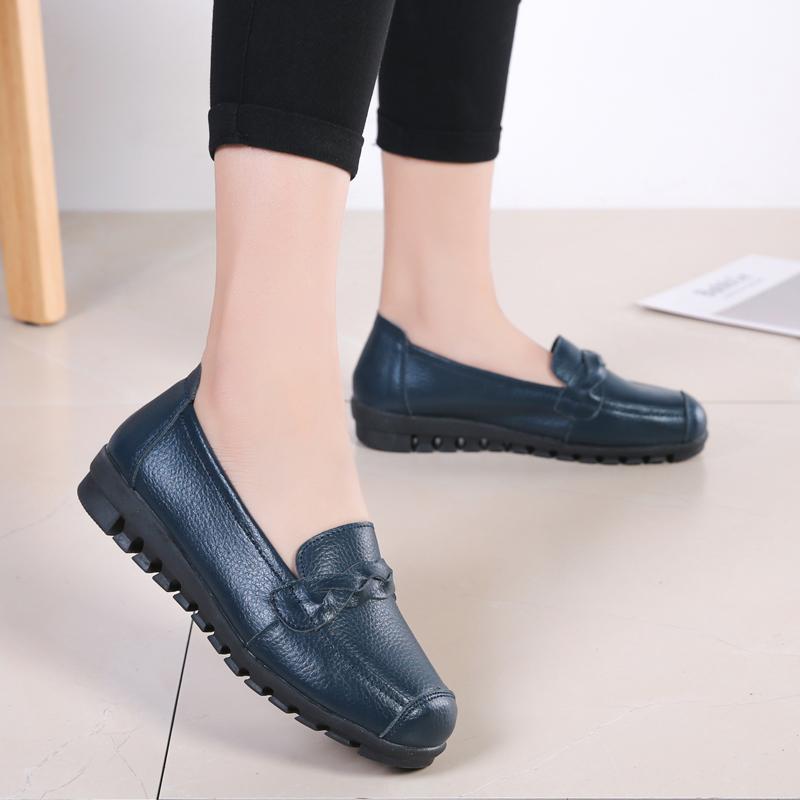 Motinos batai Odiniai minkšta apačia pagyvenusių žmonių moteriški batai Patogūs plokščiakulniai batai