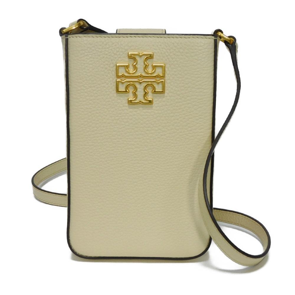 Used 10833 Britten Phone Crossbody 141000 122 7921 Ivory Pochette with Double T Logo in New Cream, Unisex from Japan