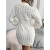 Slim White Bodycon Sweater Dress Women Elegant Knit Pullover Dresses Women Casual Long Sleeve Knitted Dress 23220