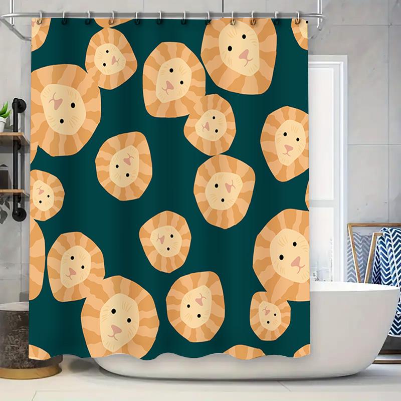 

Lion Print Shower Curtain Fabric Waterproof Bathroom Decor Home Decoration Printing W60H190(CM)-1 Pcs