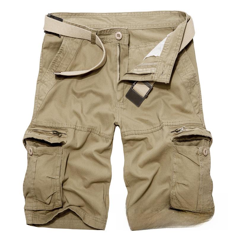 Pantaloni scurți cargo lungi de plajă pentru bărbați cu buzunare multiple, croială largă, mărimi mari disponibile