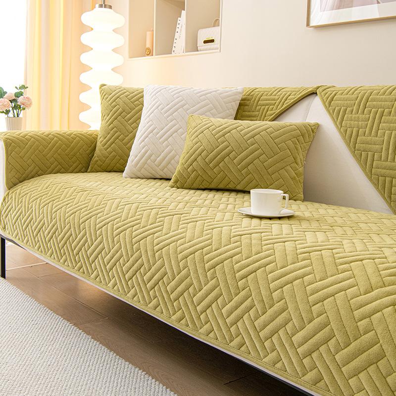 Samt Sofakissen Winter Verdickter Sofabezug All-Inclusive Universalbezug Herbst und Winter Rutschfestes Sofa Handtuchbezug Decke