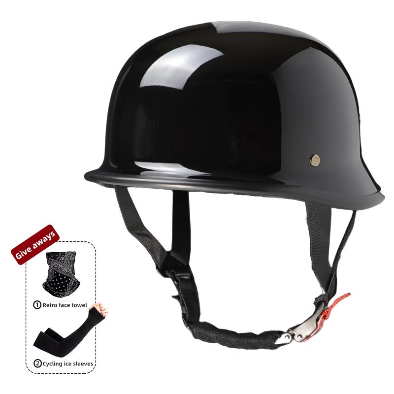 Motorcycle Helmet for Men In Summer, Harley Retro Half Helmet Electric Car, German Style Soldier Prince Cruise Car, Four Season