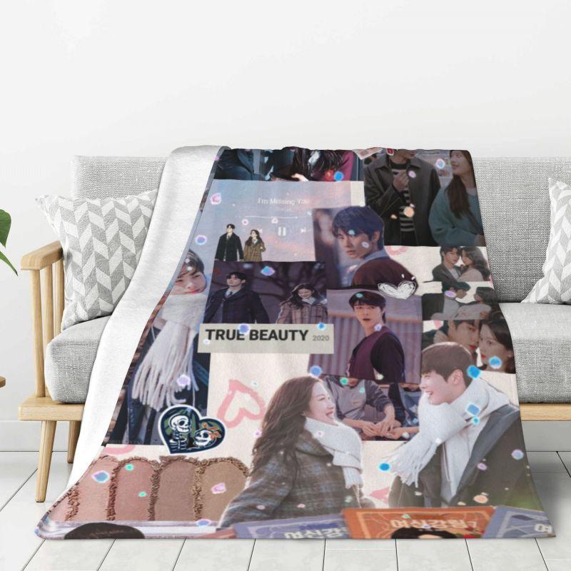 Individuelle Sofadecke aus Fleece, 'True Beauty' Überwurf, Warme Flanelldecke, Hwang In Youp, Cha EunWoo Decken für Bett, Reise, Sofa, Steppdecke