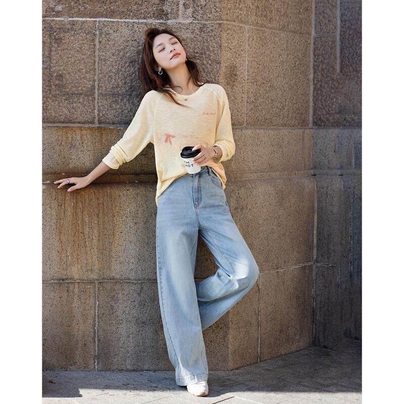 Demana Women's Printed Long Sleeve Round Neck T-Shirt