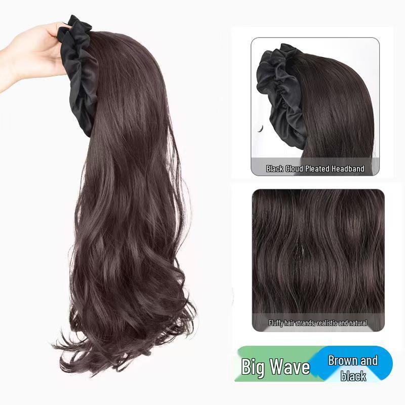 Elegant Cloud Headband with Long Curly Fake Hair