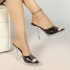 12.5CM Square Toe Crystal Slippers, Transparent Chunky Heel Non-slip, Sexy Wedding Nightclub Model Shoes LFD-19876-A79