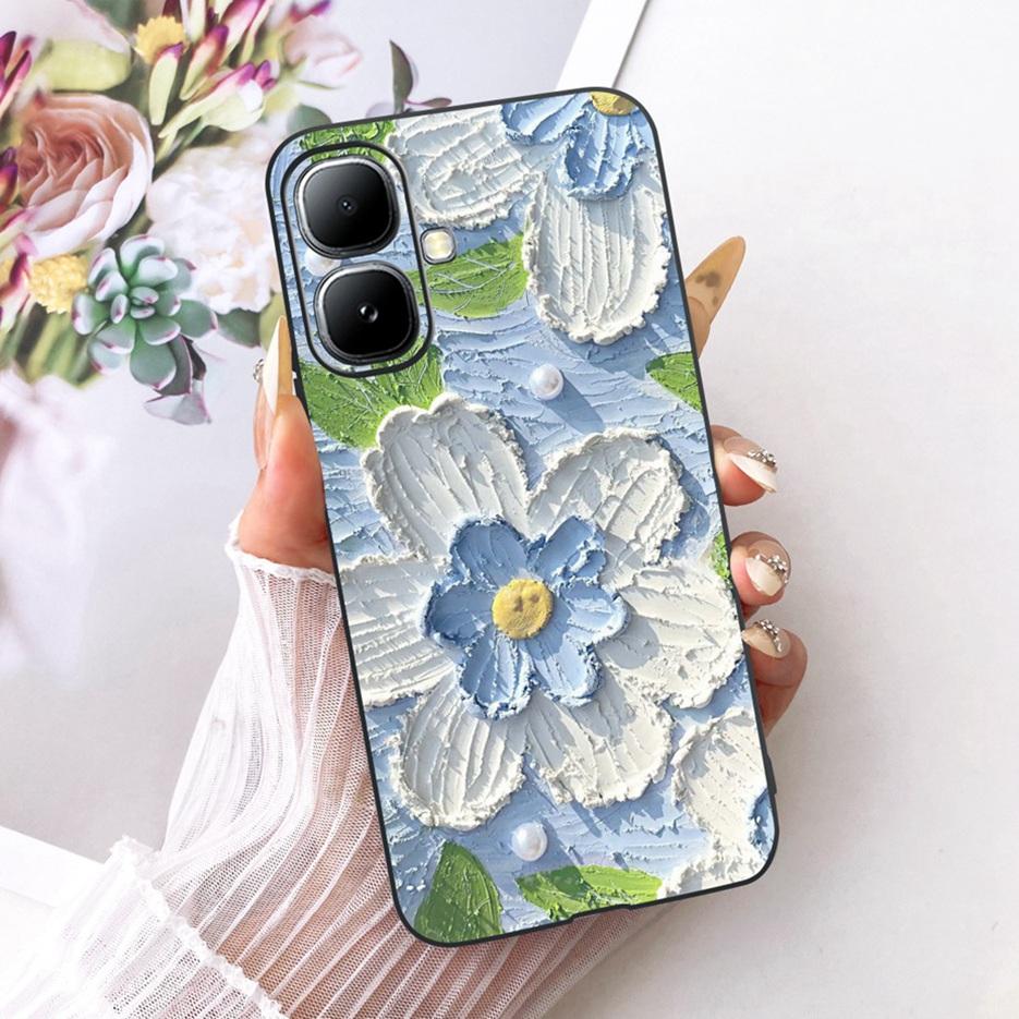 For Infinix Smart 20 Case X6840 X6840B Luxury Bow Flowers Painted Cover Soft Silicone Case For Infinix Smart 20 Smart20 4G Shell