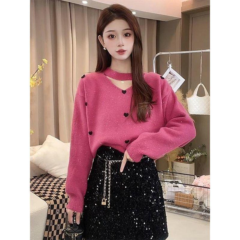 V-neck Hanging Neck Loose Sweater Women's Autumn and Winter Knitted Sweater Top