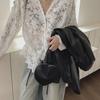 Women's V-Neck Long-Sleeve Cardigan: New Spring/Autumn Style, Sweet & Spicy Lace Design.