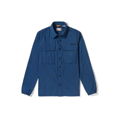 Outdoor Casual Loose Fashion Breathable Solid Color Pocket Shirt Men Shirts Deep-Indigo A2HPN-288