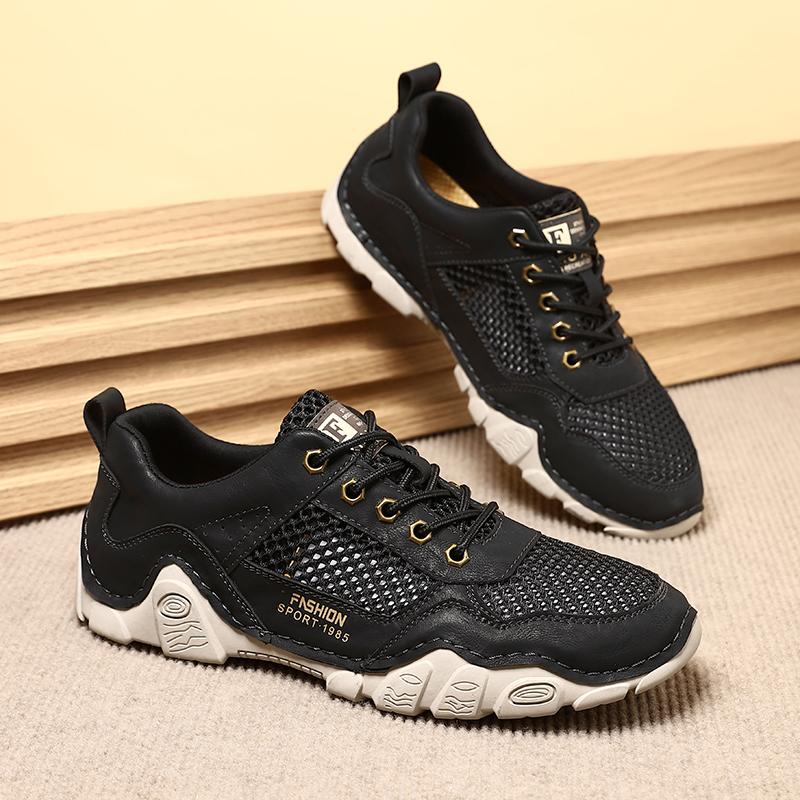 

Модная мужская повседневная обувь, дышащая обувь с низким верхом для ходьбы на открытом воздухе, легкая повседневная обувь из сетки, большой размер 39-46 46 чёрный