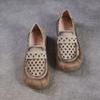 Johnature Soft Soled Slip-on Genuine Leather Loafers Comfortable Hollow-out Breathable Women's Flat Shoes