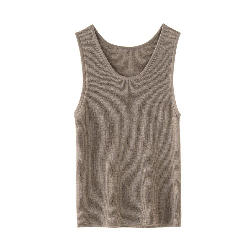 German Yangzi Wool-Blend Slim Knit Vest Round Neck Thin Camisole Base Layer Shirt