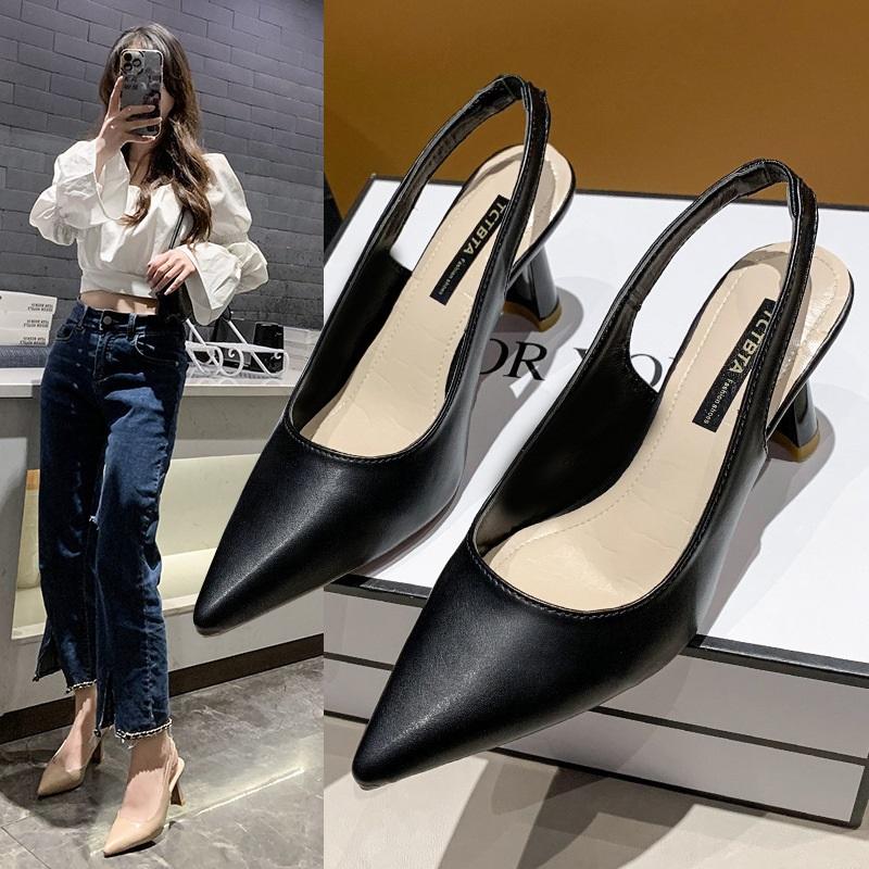 Women Spring Summer Pointed Toe Stiletto High Heels Slingback Pumps 35 чёрный