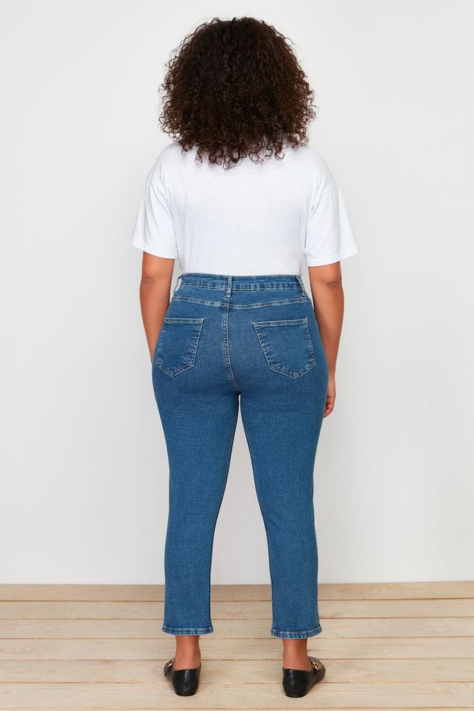 Women's Style Plus Size Blue Short Length Stretchy Skinny Denim Jeans