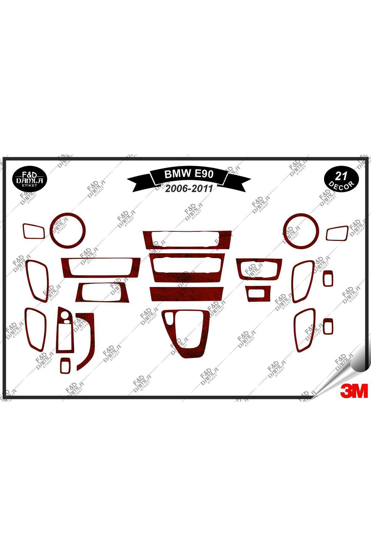 

BMW E90 2006-2011 Torpido Konsol Trim Göğüs Maun Kaplama Set 21 Parça Maun