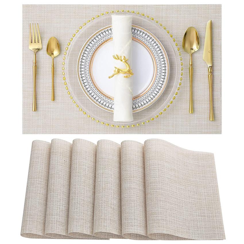 4/6/8pcs Bamboo Weaving Placemats Table Mat Kitchen Waterproof Pads Cup Coasters for Coffee Dining Table Napkins Home Decoration