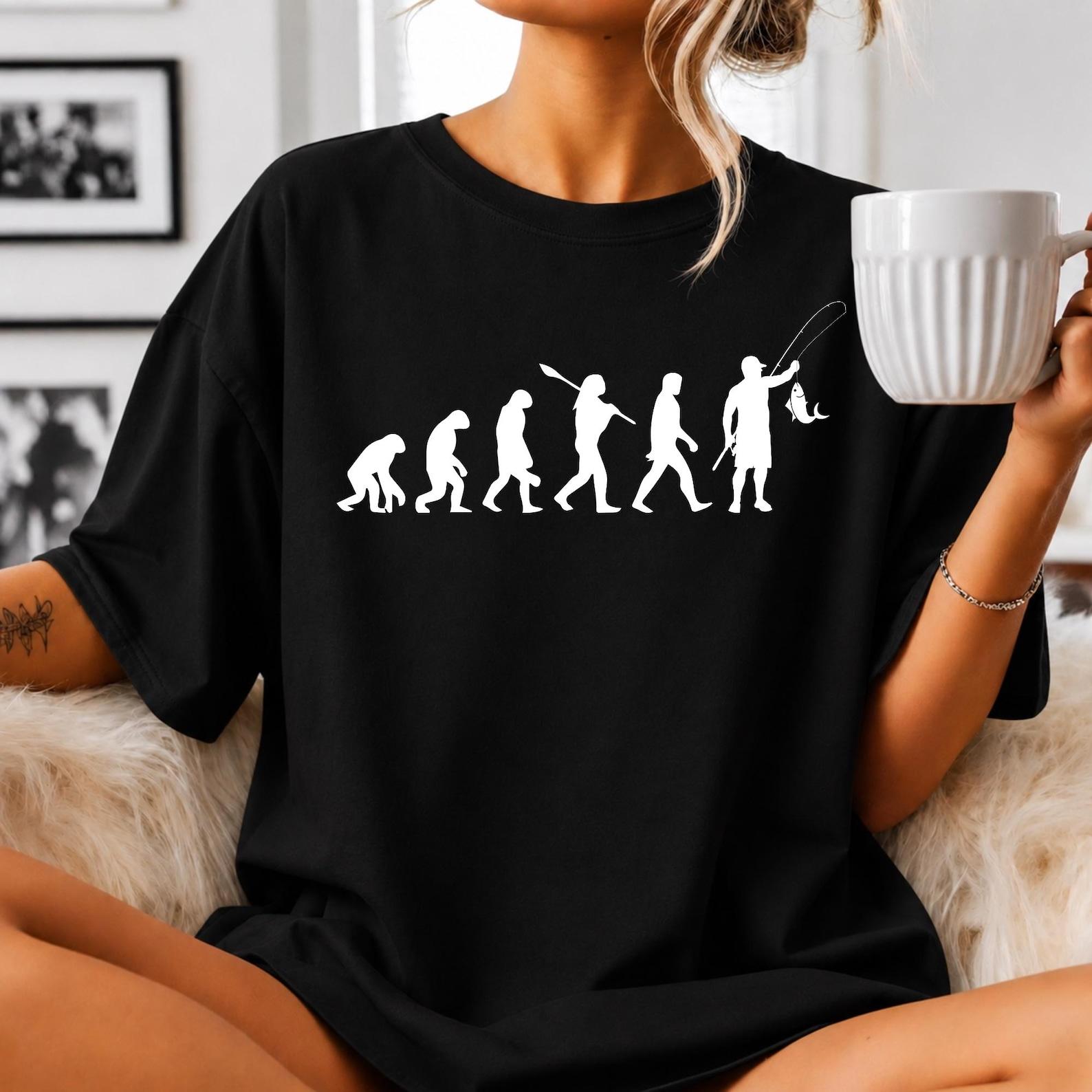 Fishing Evolution T Shirt Funny Fisherman Tee Fishing Lover Shirt Angler Gift Fisherman Graphic Tee Gildan 5000 Unisex L