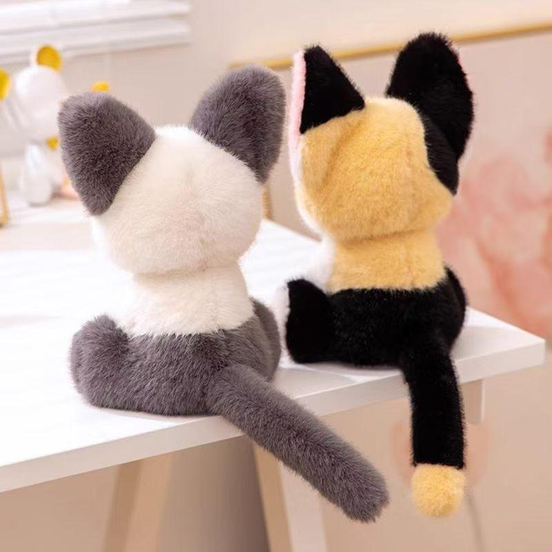 24cm Kawaii Boneca de Pelúcia de Gato Devon Rex Gato Siamês Brinquedo de Pelúcia Decoração Fofa Acompanha Brinquedo para Dormir Presente de Aniversário para Crianças