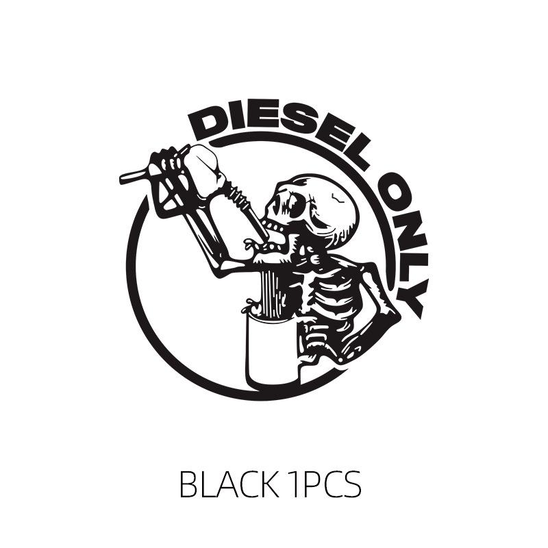 Diesel Only Skull for Car Sticker Decoration Fuel Tank Cap Roundness Outdoor Sticker External Accessories Waterproof Vinyl Decal