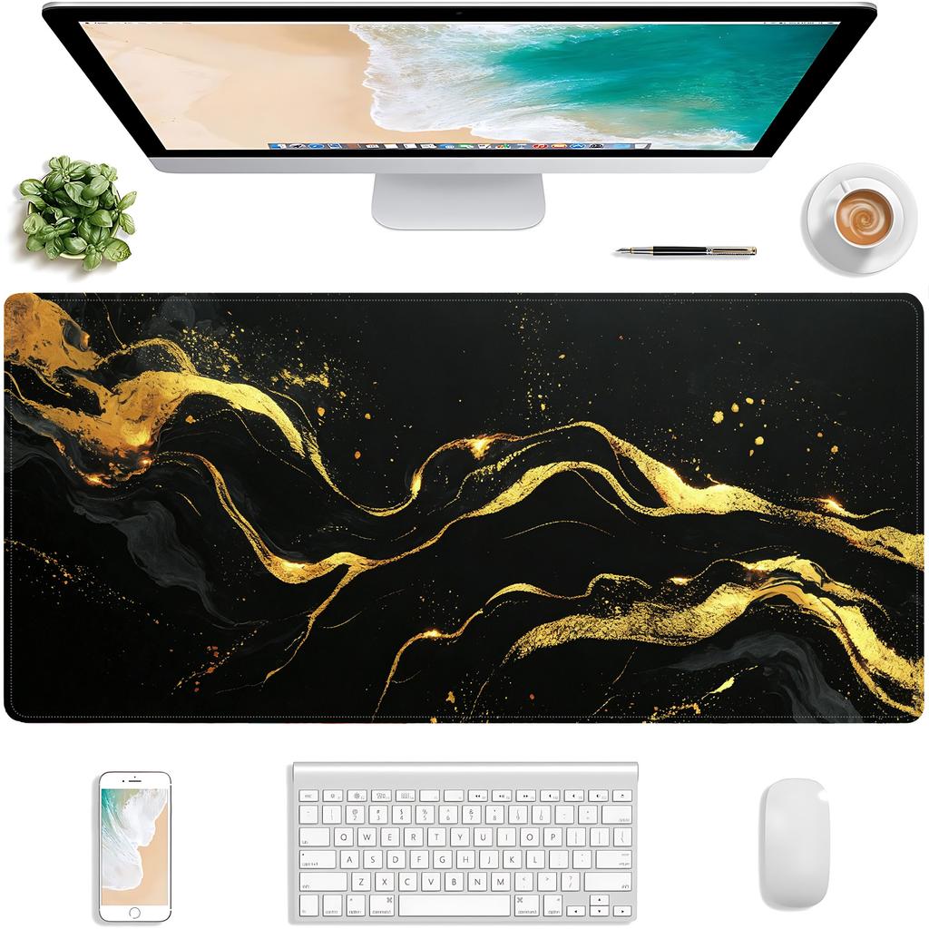 Black Gold Textured Mouse Pad Notebook Ip Computer Office Game Non-slip Rubber New Large Table Mat