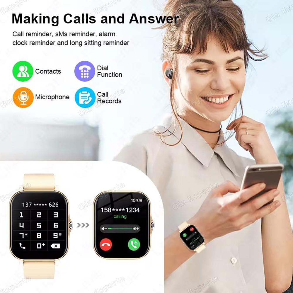 6 New 1.83-inch Smartwatch Call Notifications Sleep Monitoring Activity Tracking Smart Watch Compatible with Android and iOS
