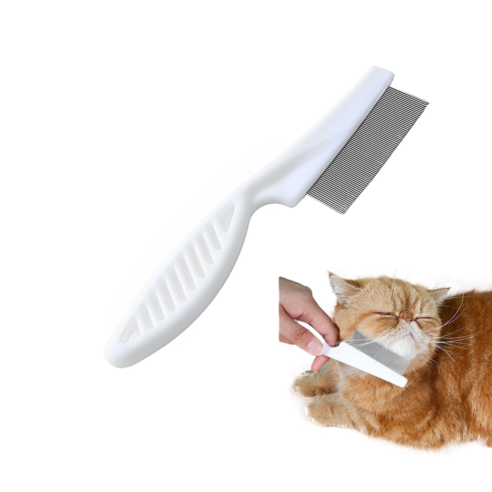 

FineGood Pet Comb for Dogs and Flea Stainless Suitable for Long and Short Cat Pet Grooming Hair Removal Grooming Brush Cats, Comb, Steel, Anti-Static,